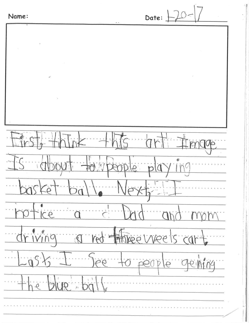 A First Grade Student s Writing Sample In January